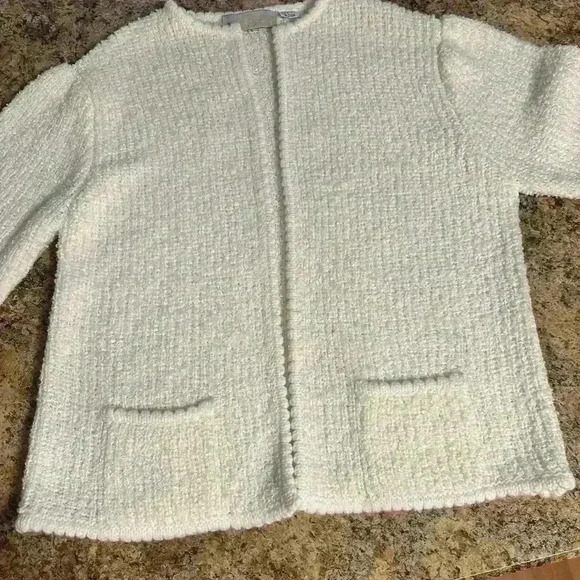 Stitch Works Womens Large White Cardigan Sweater No Buttons Or Zipper EUC - Picture 11 of 15